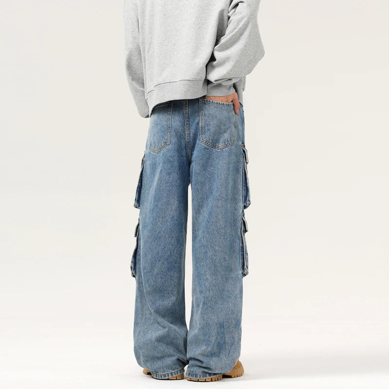 Men's Baggy Jeans Blue Wide Legs Denim Pants