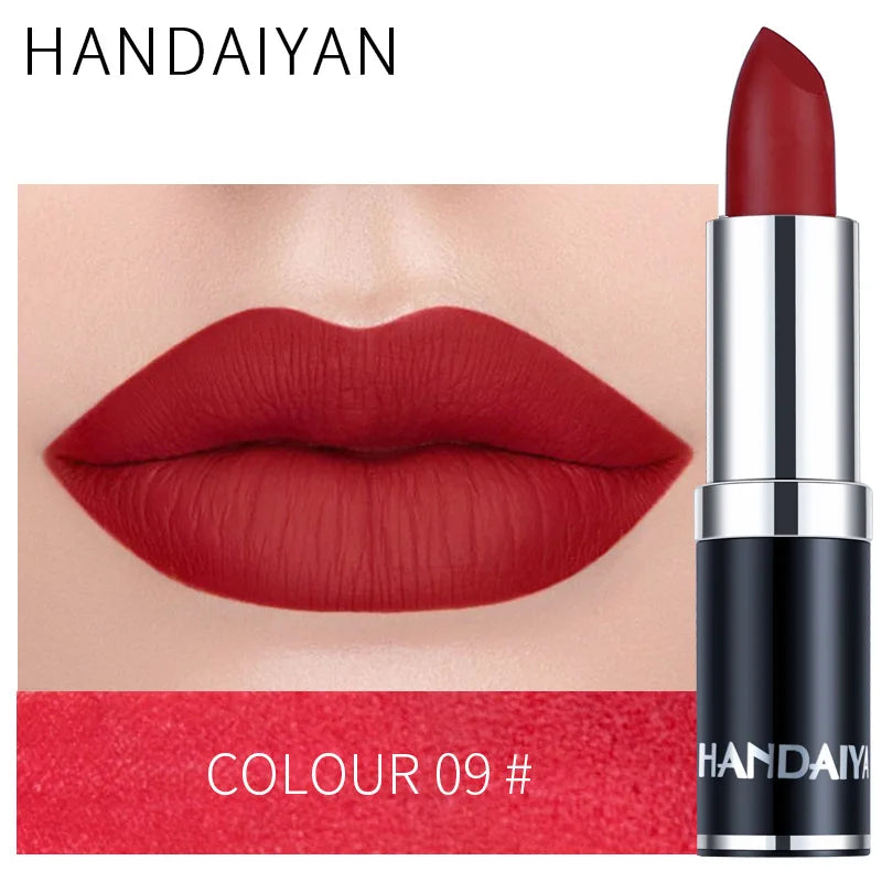 HANDAIYAN 12 Colors Matte Lipstick Long Lasting Velvet Lip Tint Waterproof 24 Hours Red Lip Gloss Cosmetics Make Up