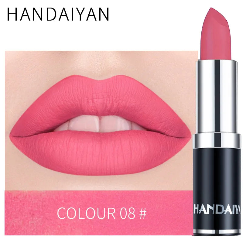 HANDAIYAN 12 Colors Matte Lipstick Long Lasting Velvet Lip Tint Waterproof 24 Hours Red Lip Gloss Cosmetics Make Up