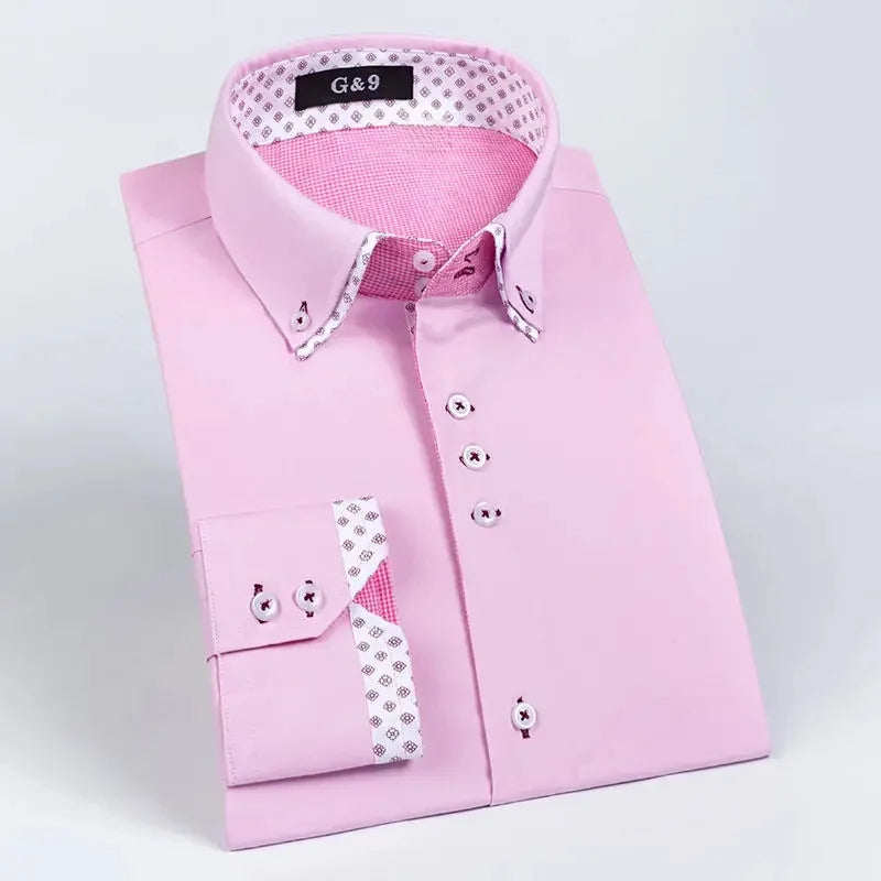 Men's Long Sleeve Cotton Shirt High End Elastic