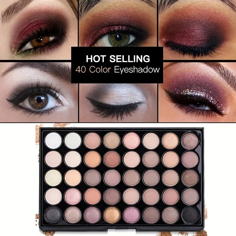 Glitter Eyeshadow Palette with Free 5 Brushes Matte Waterproof Long Lasting Pressed Powder Cosmetics MakeUp Kit