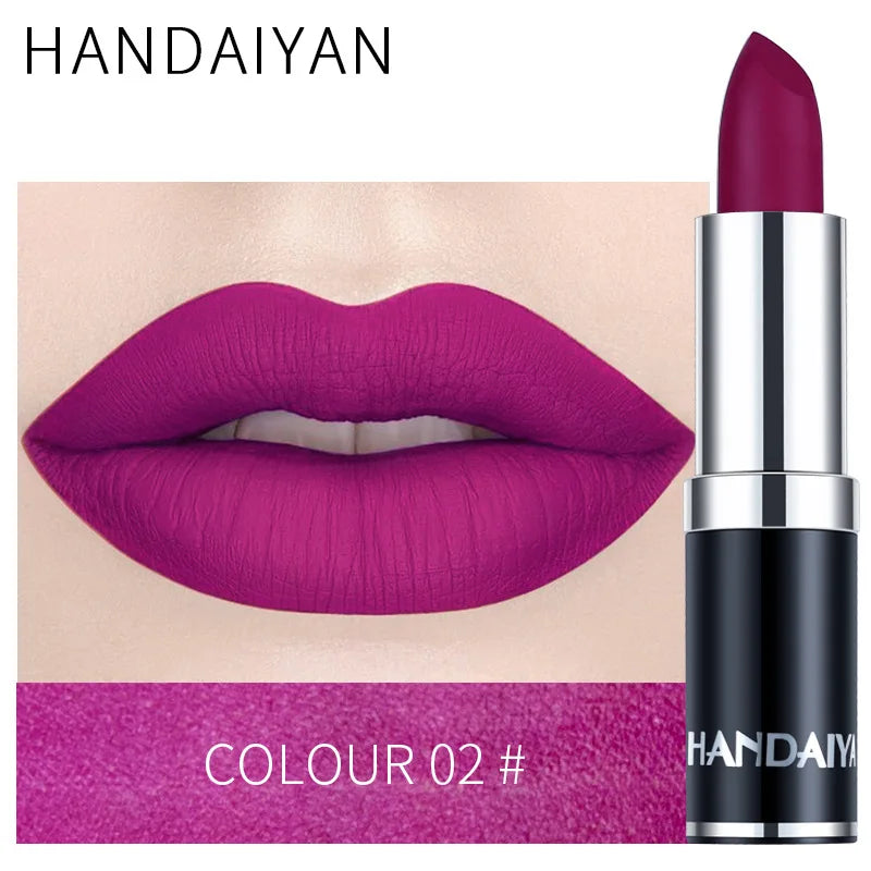 HANDAIYAN 12 Colors Matte Lipstick Long Lasting Velvet Lip Tint Waterproof 24 Hours Red Lip Gloss Cosmetics Make Up