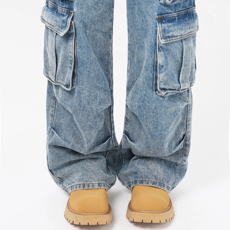 Men's Baggy Jeans Blue Wide Legs Denim Pants