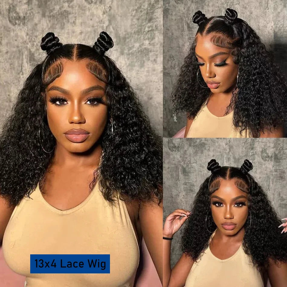 13x4 Bob Short Deep Wave Lace Frontal Wigs Human Hair 13x6 HD Transparent Lace Front Wig Closure Brazilian Hair For Women