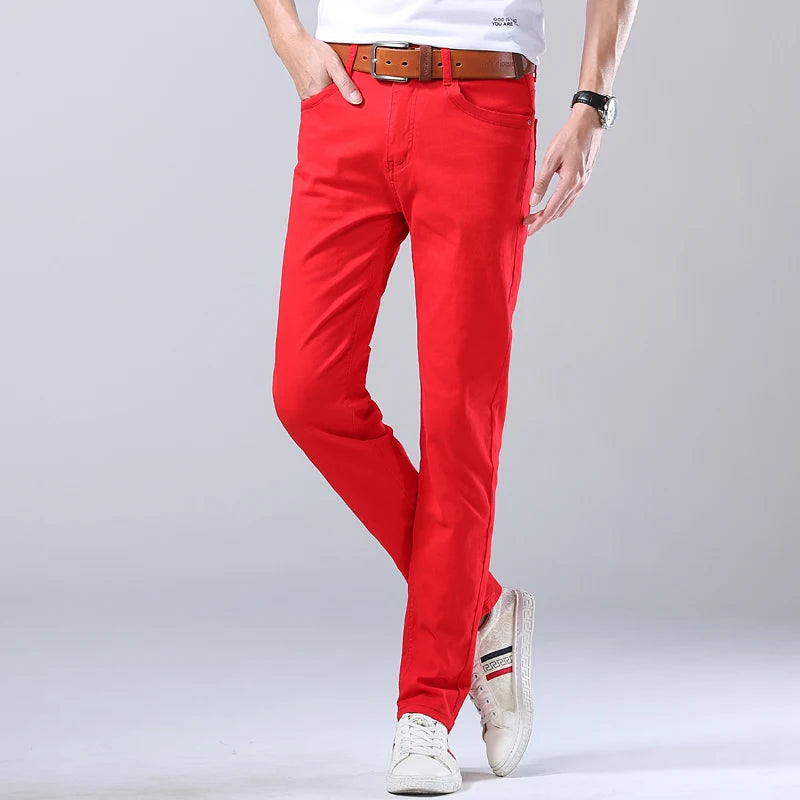 Men's Slim Jeans Regular Fit Straight Stretch Denim Pants