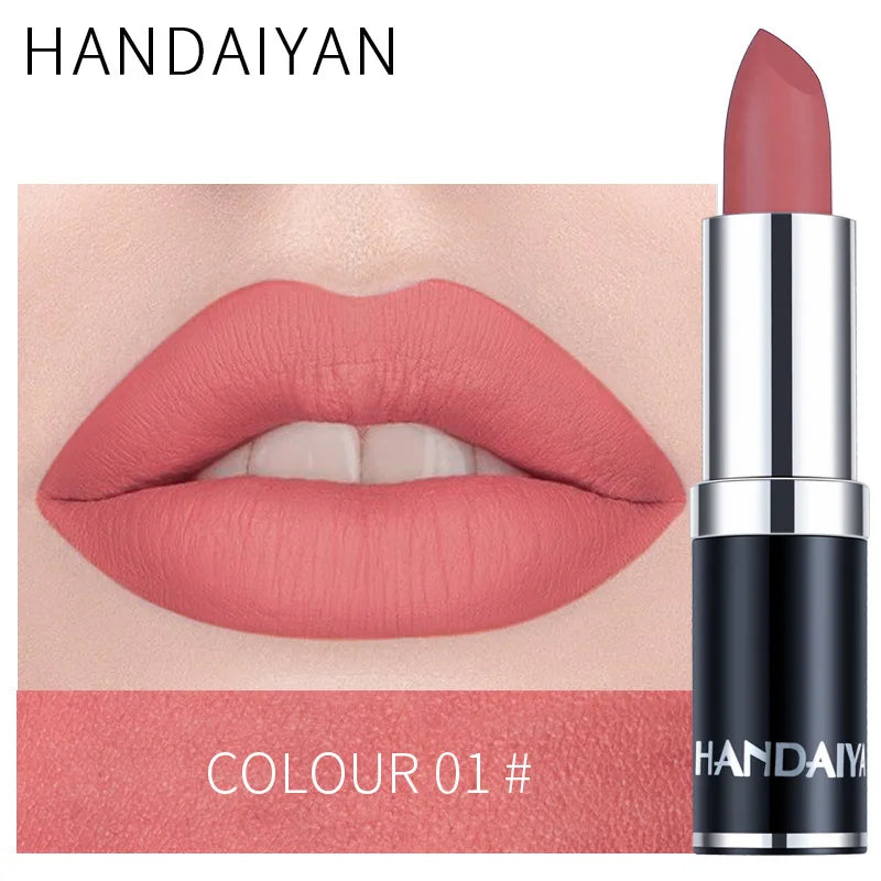 HANDAIYAN 12 Colors Matte Lipstick Long Lasting Velvet Lip Tint Waterproof 24 Hours Red Lip Gloss Cosmetics Make Up