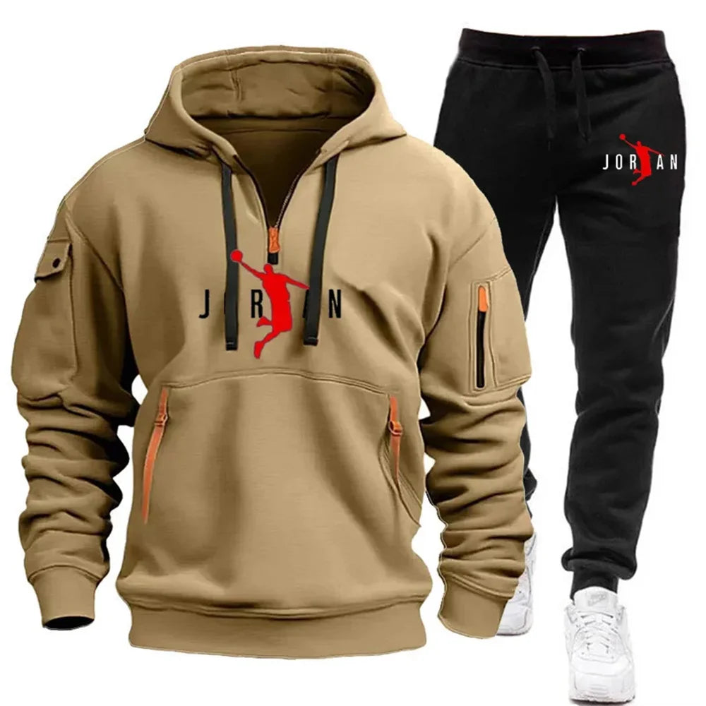 men'smulti-pocket hoodie loose casual sweater