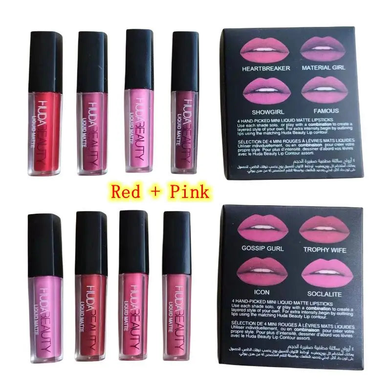 Lipstick Set Matte Lip Gloss Waterproof Lip Glaze Tint Non-stick Non-Fading Lips Huda Lip Makeup Cosmetic Lip Care