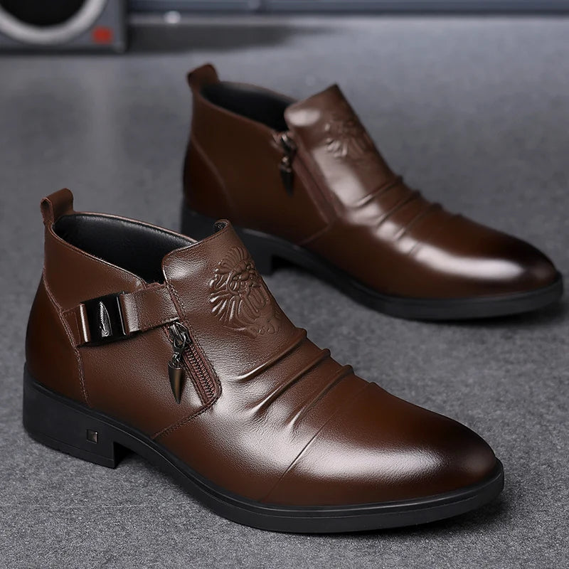 British Pointed Leather Shoes for Men Formal Business