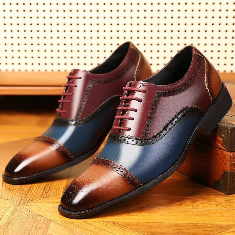 Men's Fashion Brogue Shoes Square Toe Mixed-Colors