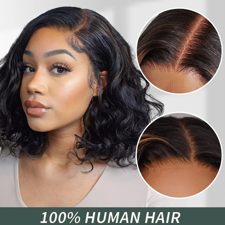 13x4 Body Wave Short Bob Lace Front Human Hair Wig 13x6 HD Transparent Lace Human Brazilian Hair Wigs For Black Women