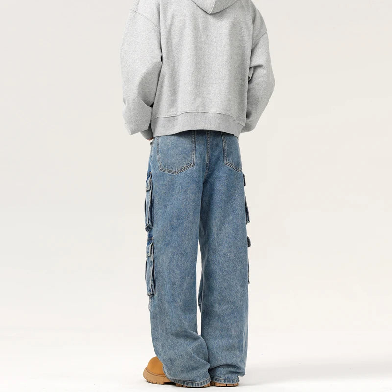 Men's Baggy Jeans Blue Wide Legs Denim Pants