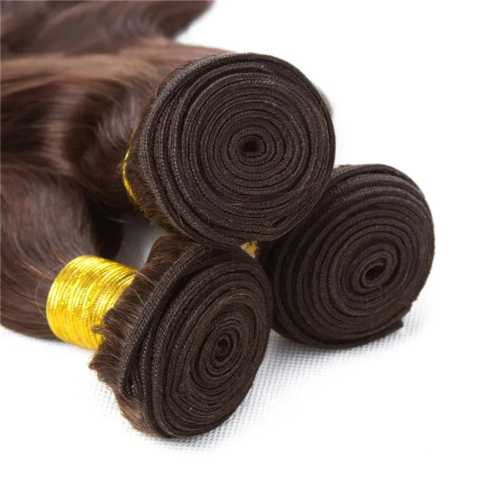 Dark Brown Body Wave Bundles – 100% Remy Human Hair, 18-30 Inches, Brazilian Double Draw