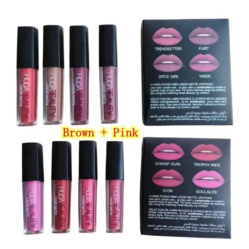 Lipstick Set Matte Lip Gloss Waterproof Lip Glaze Tint Non-stick Non-Fading Lips Huda Lip Makeup Cosmetic Lip Care