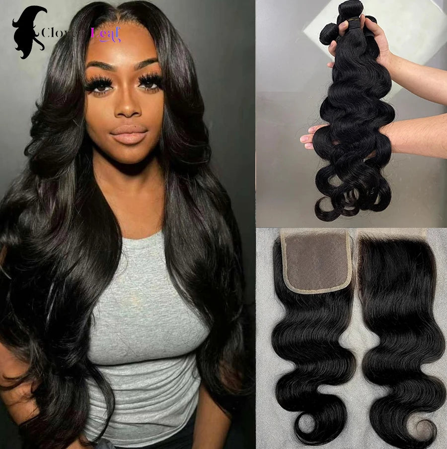 Lace Hair Bundles With Closuse Body Wave Frontal 3 Bundles Only Brazilian Middle Part Human Hair 100% Remy Hair