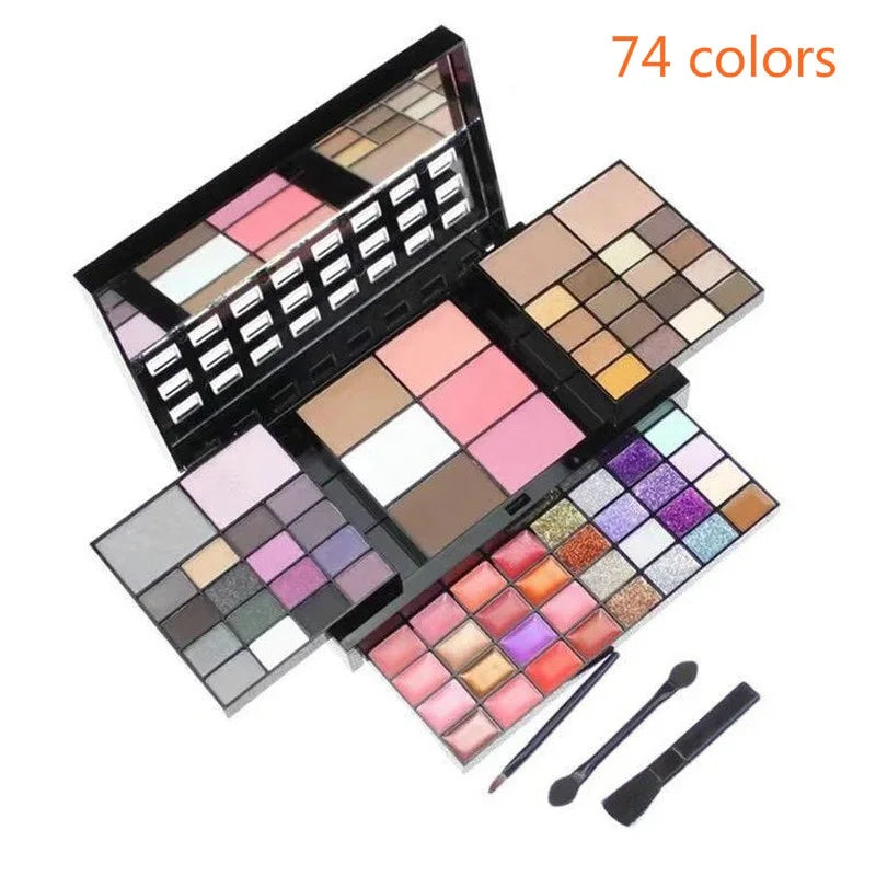 Colors Glitter Eyeshadow Palette Matte Waterproof Long Lasting Pressed Powder Cosmetics Kit  Fashion Women MakeUp Tools