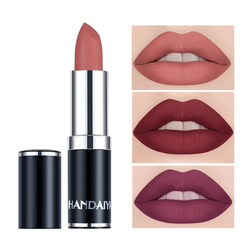 HANDAIYAN 12 Colors Matte Lipstick Long Lasting Velvet Lip Tint Waterproof 24 Hours Red Lip Gloss Cosmetics Make Up