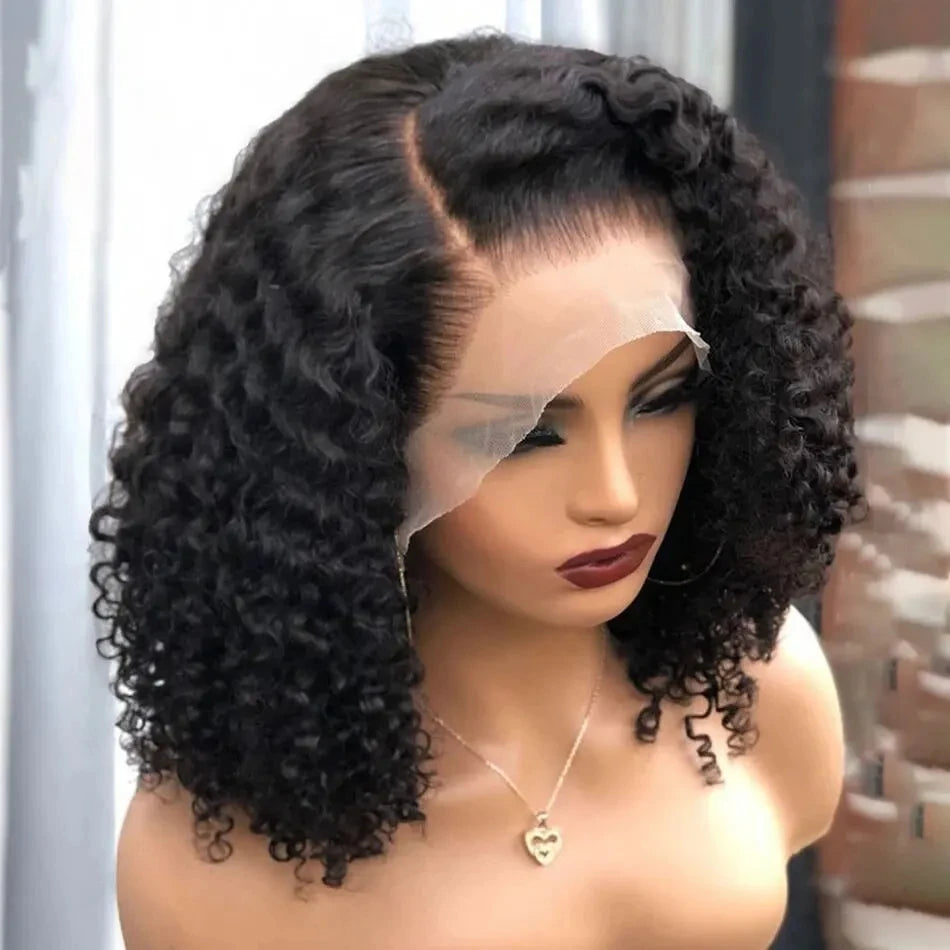 Short Deep Wave Lace Front Bob Wig - HD Transparent Brazilian Hair"