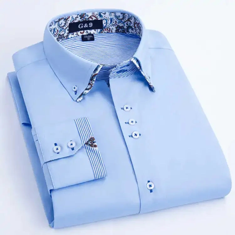 Men's Long Sleeve Cotton Shirt High End Elastic