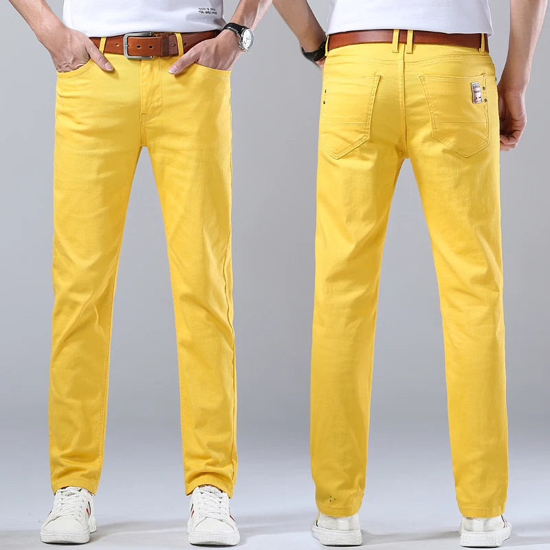 Men's Slim Jeans Regular Fit Straight Stretch Denim Pants