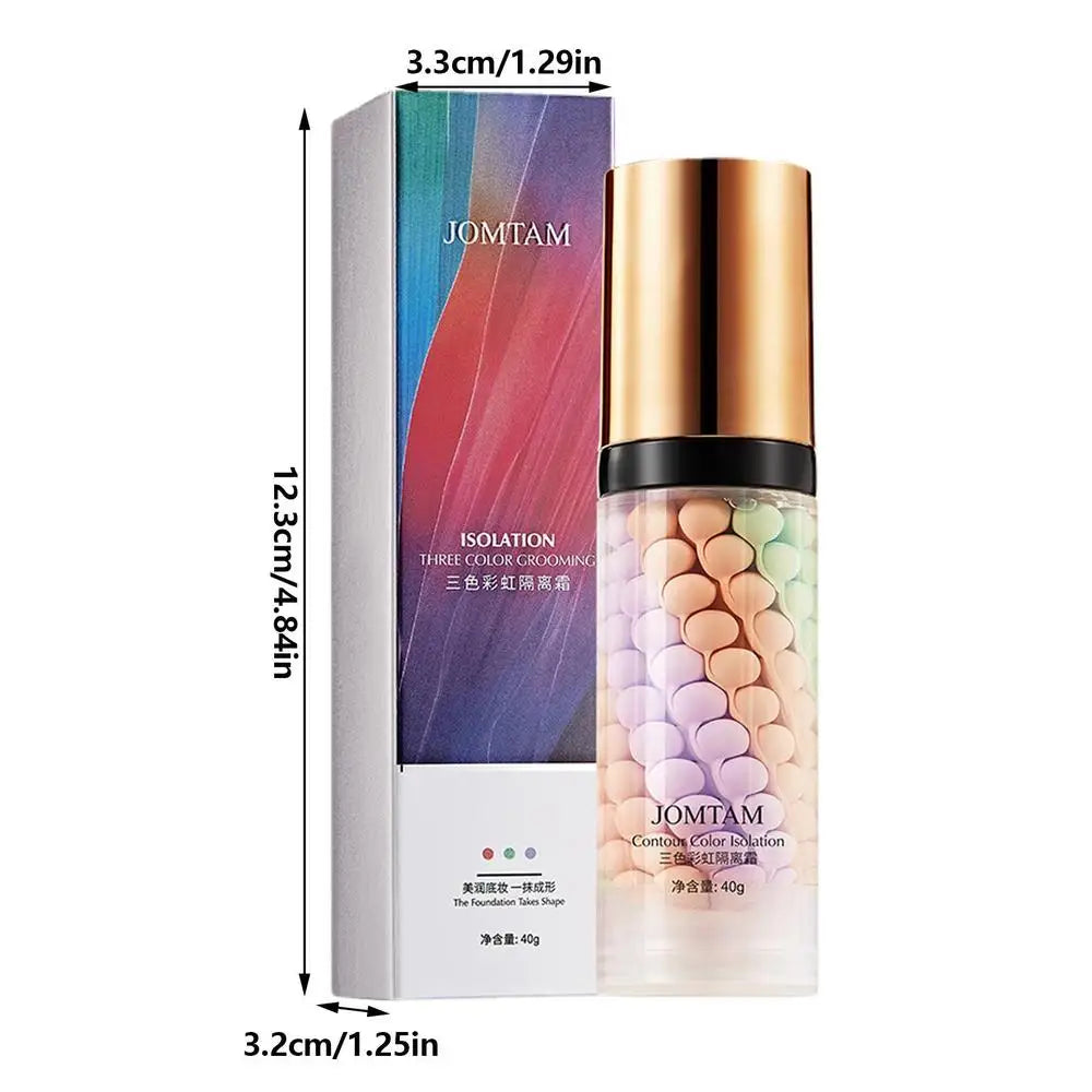 Face Makeup Primer Tri-color Cream 40g Brighten Contour Color Isolation Makeup Foundation Natural Makeup Base Cream