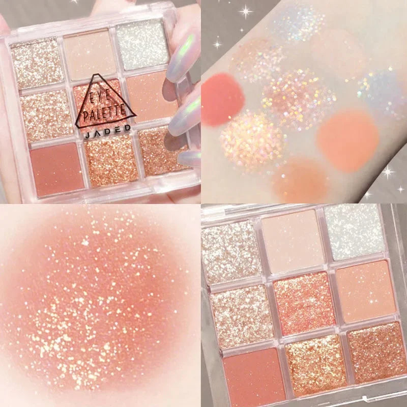 Glitter Eyeshadow Palette Pink Pearly Eyeshadow Palette Korean Charming Eye Makeup Palette Shiny Eye Shadow Eye Pigments