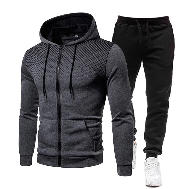 New European and American Solid Color Fleece Sweater Pants Set