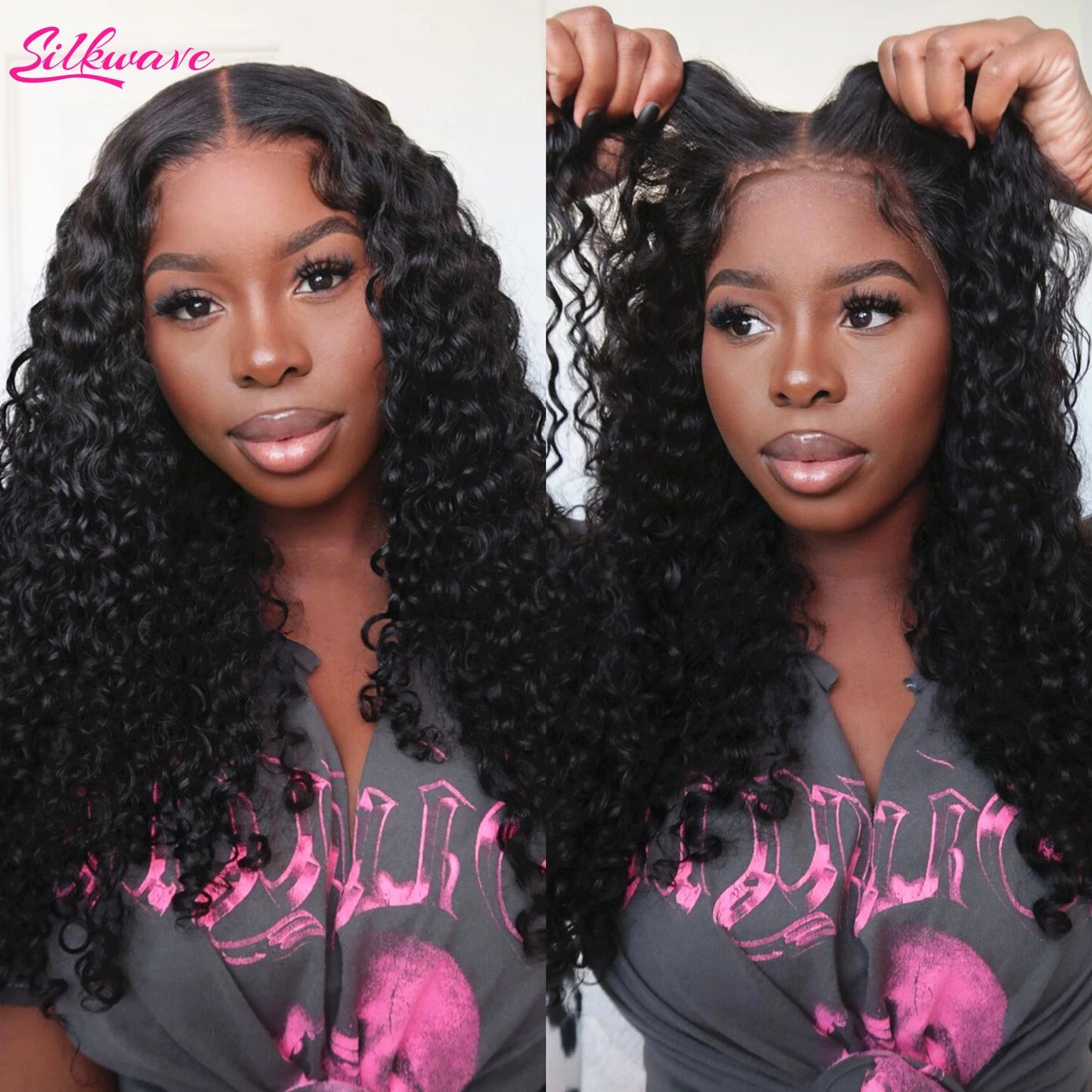 Wear Go Deep Wave 4x4 5x5 HD Lace Closure Wig with Pre Plucked Hairline Pre Cut Curly Glueless Wigs Human Hair Ready to Wear