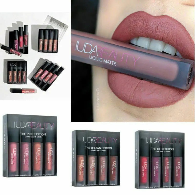 Lipstick Set Matte Lip Gloss Waterproof Lip Glaze Tint Non-stick Non-Fading Lips Huda Lip Makeup Cosmetic Lip Care