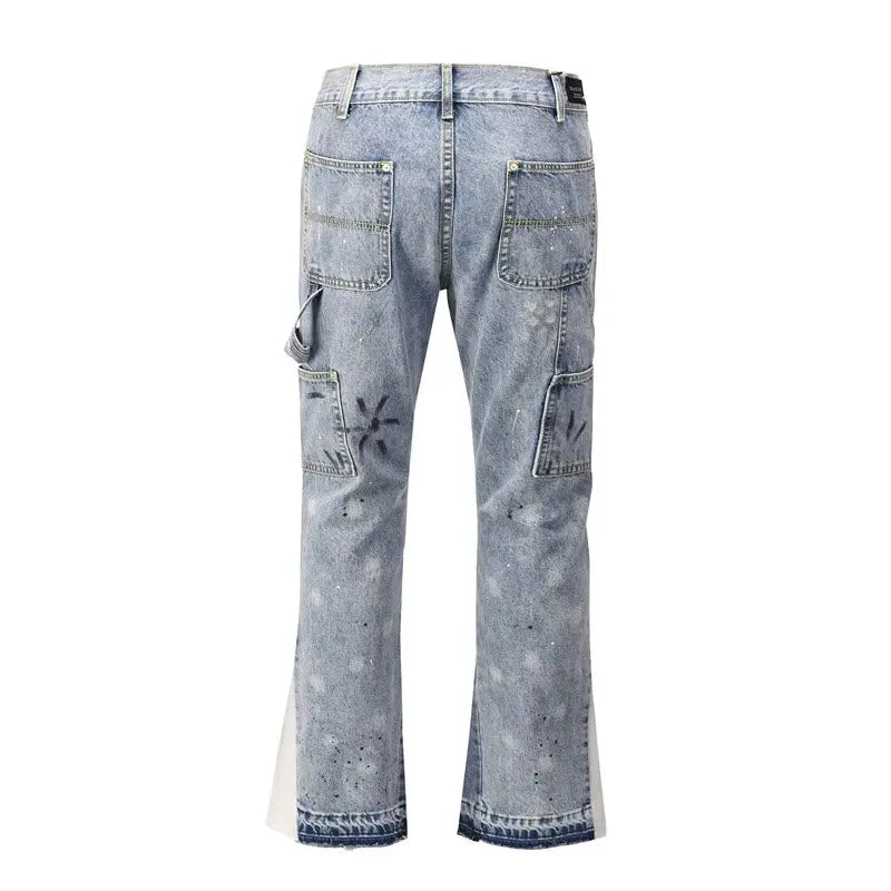 Jeans Painting Patch Baggy Stacked Jeans