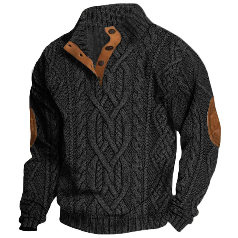 Knitwear Lapel Long Sleeve Twisted Sweater Men's Clothing