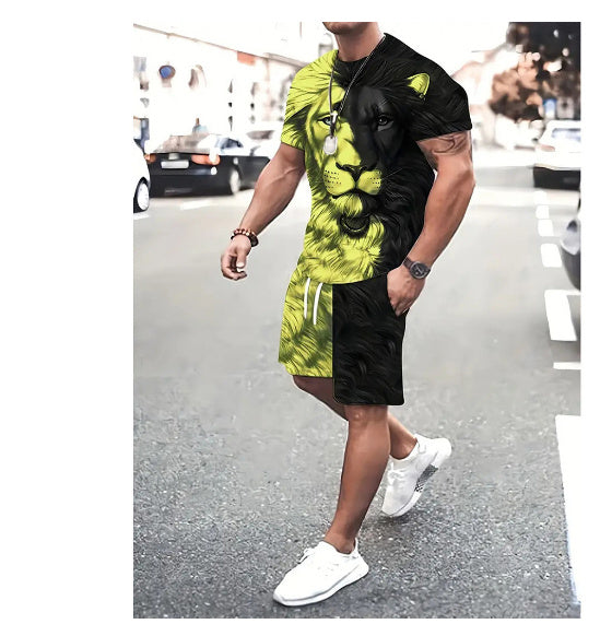 3D Digital Printing Short-sleeved Beach Pants Two-piece Set