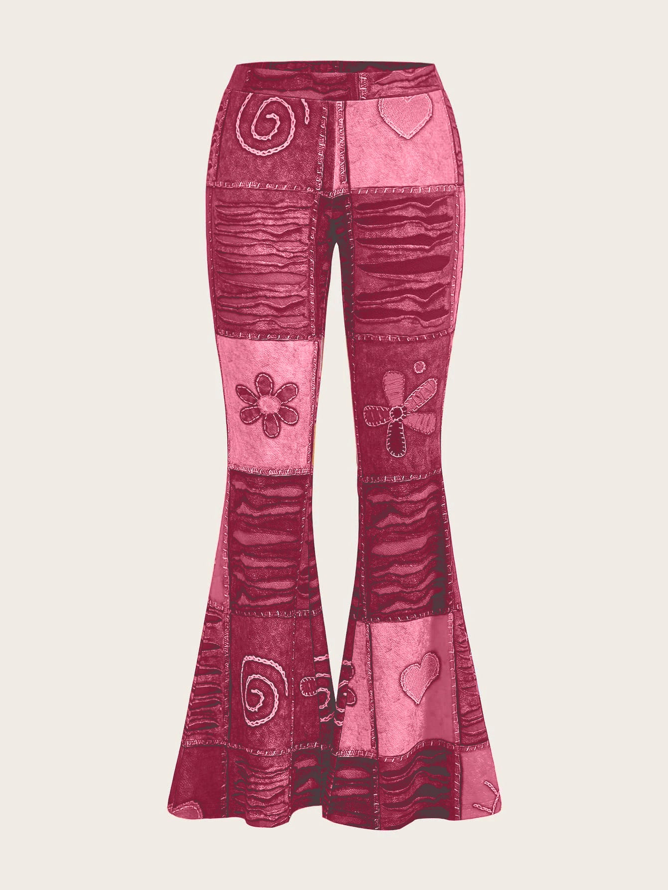 Pattern Abstract Art Style Personality Trend Tight Bootcut Pants