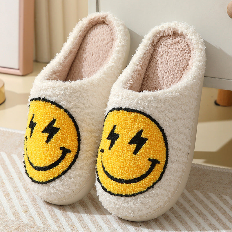 Lightning smiley face cotton slippers indoor home autumn and winter warm slippers