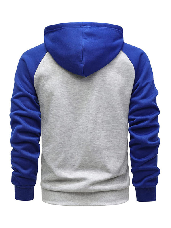 Jacket Contrasting color zipper cardigan plus fleece hoodie men's clothing