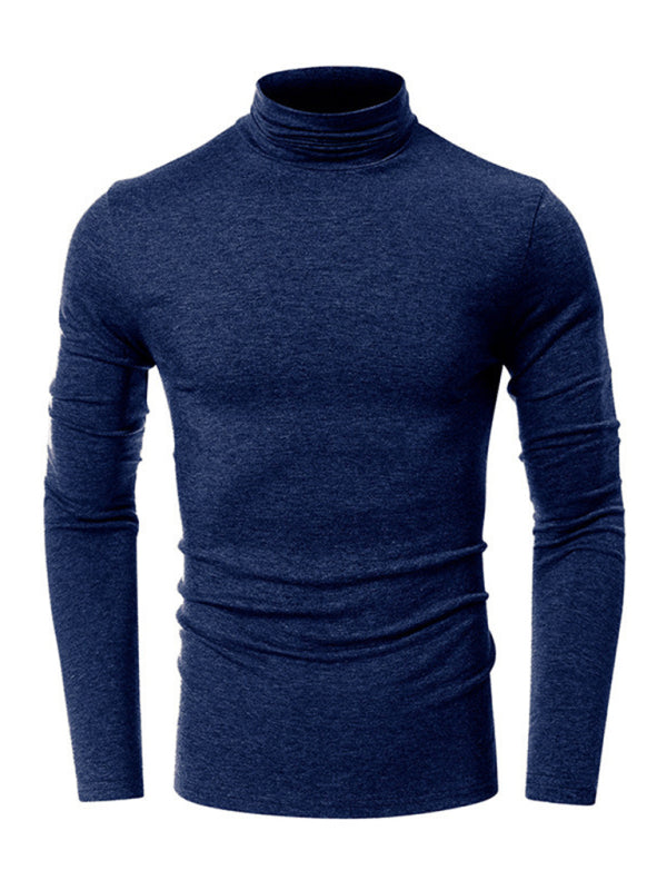 Men's long-sleeved solid color turtleneck bottoming T-shirt top