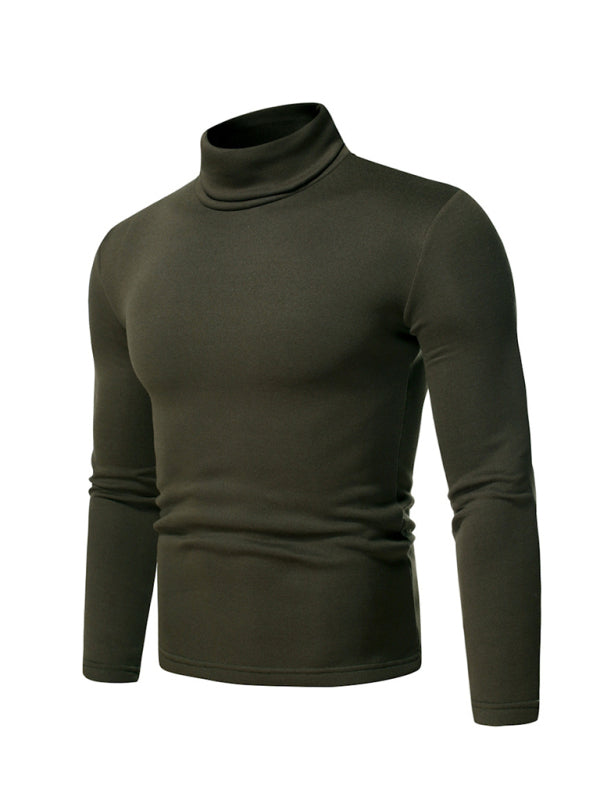 Men's fleece pullover turtleneck knitted top