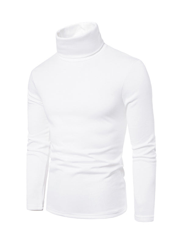 Men's fleece pullover turtleneck knitted top