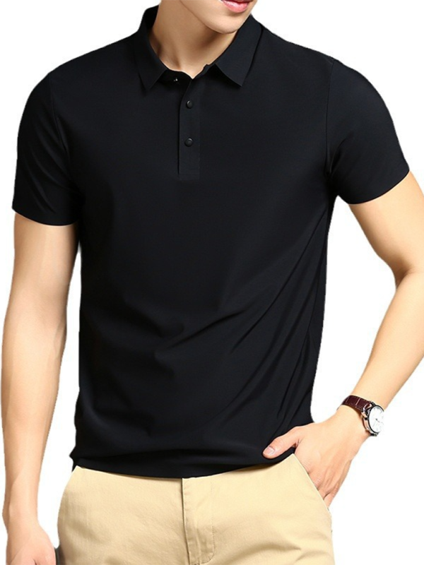 Men's high elastic non-marking ice silk lapel short-sleeved quick-drying polo shirt