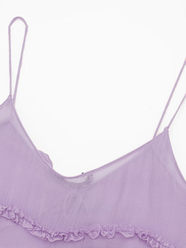 Women's Sheer Layered Embellished Camisole Top Camisole