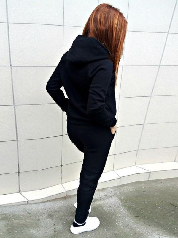 Women's casual sports suit hooded fashionable fleece sweater suit