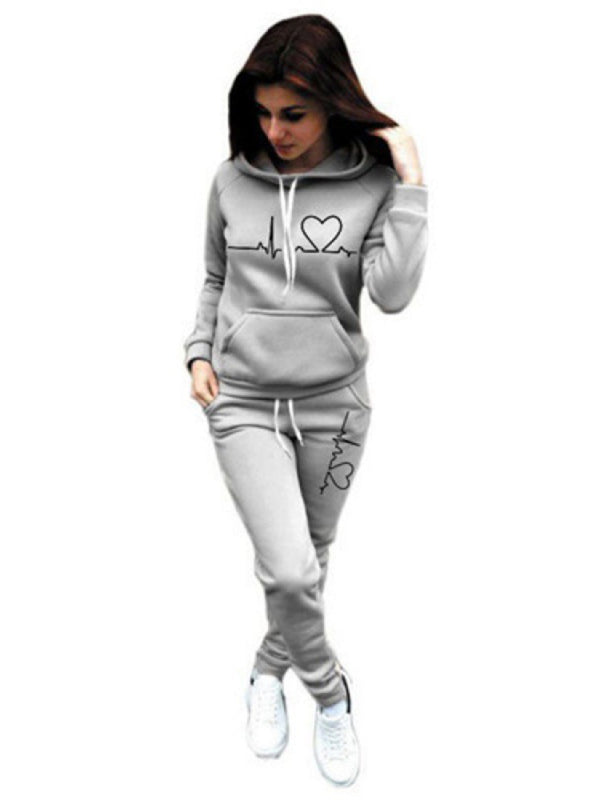 Women's casual sports suit hooded fashionable fleece sweater suit