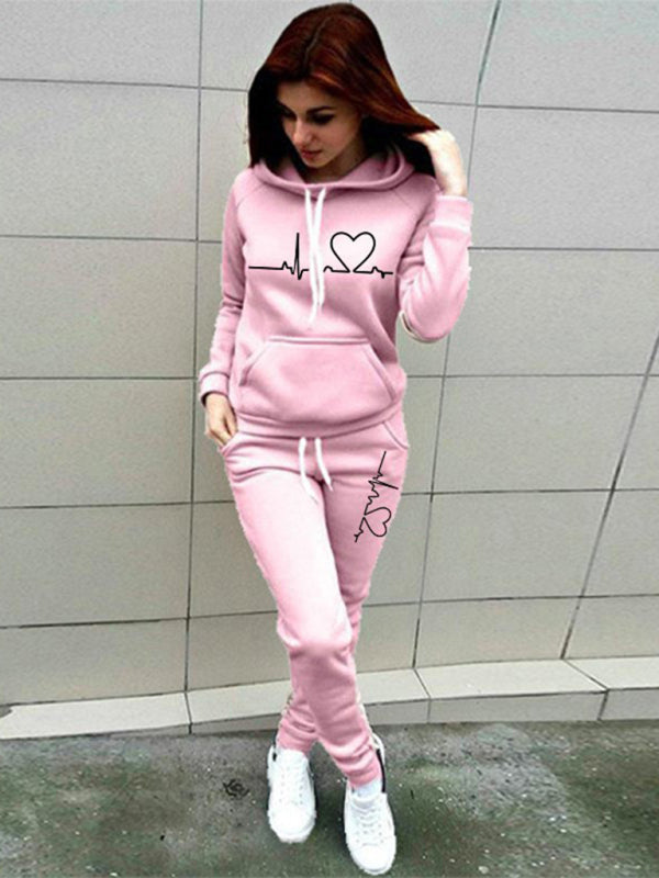 Women's casual sports suit hooded fashionable fleece sweater suit