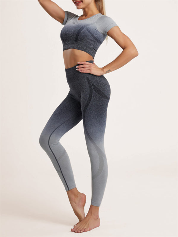 Women's Gradient Hang Dye Seamless Yoga Two-Piece Suit