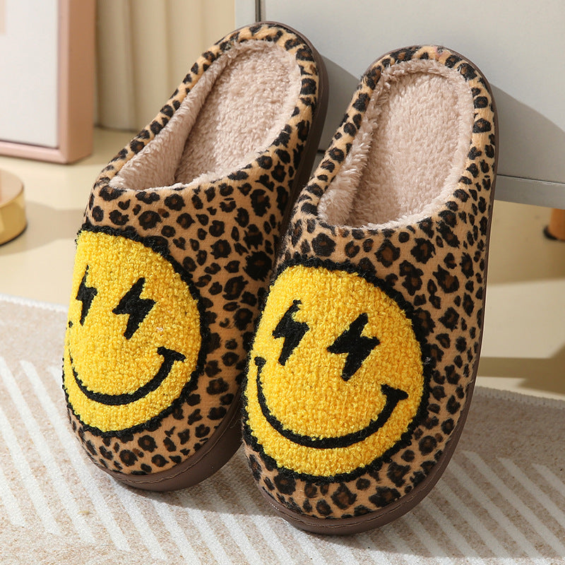 Lightning smiley face cotton slippers indoor home autumn and winter warm slippers